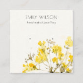 Rustic Yellow Wildflower Botanical Earring Display Quadratische Visitenkarte (Vorderseite)