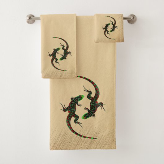 Rustic Yin Yang Lizards Badhandtuch Set (Insitu)
