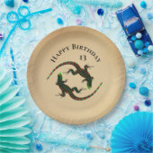 Rustic Yin Yang Lizards Birthday Pappteller (Party)