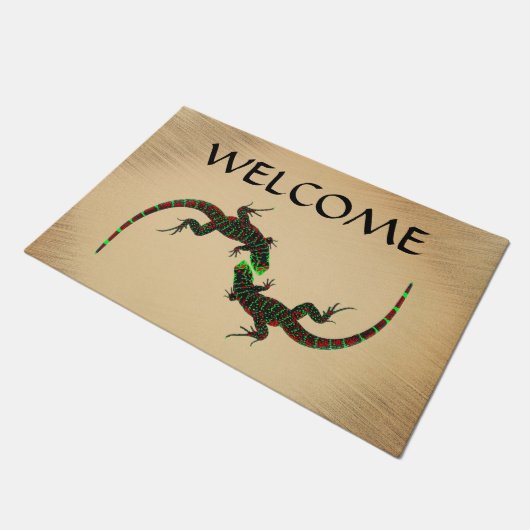 Rustic Yin Yang Lizards Fußmatte (Schrägansicht)