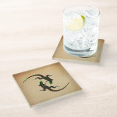 Rustic Yin Yang Lizards Glasuntersetzer (Schrägansicht)