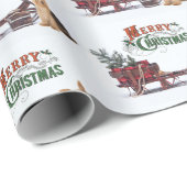 Rustic Yorkie Christmas Geschenkpapier (Rolleneckpunkt)