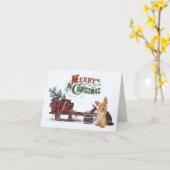 Rustic Yorkie Christmas Karte (Gelbe Blume)
