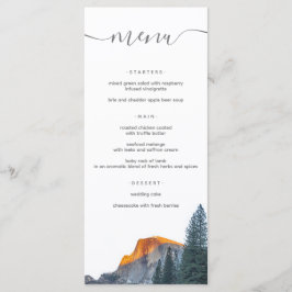 Rustic Yosemite Half Dome Sunset Wedding Menükarte