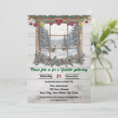 Rustic Yuletide Christmas Gathering Einladung (Stehend Vorderseite)