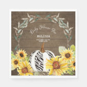 Rustic Zebra White Pumpkin Sunflower Baby Dusche Serviette (Vorderseite)