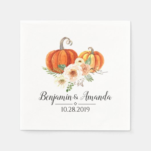 Rustica Pumpkins Hochzeit im Herbst Serviette (Vorderseite)
