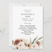 RusticNeutral Boho Floral Wedding Zeremony Program Einladung (Vorderseite)