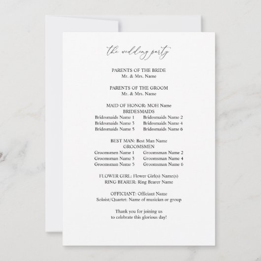 RusticNeutral Boho Floral Wedding Zeremony Program Einladung (Rückseite)