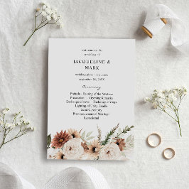 RusticNeutral Boho Floral Wedding Zeremony Program Einladung