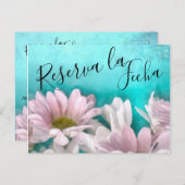 Rústico Margarita Floral Acuarel Reserva la Fecha Ankündigungspostkarte (Vorne/Hinten)