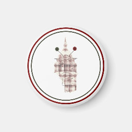 Rústico Vermelho Catedral Sketch Urbano Magnet