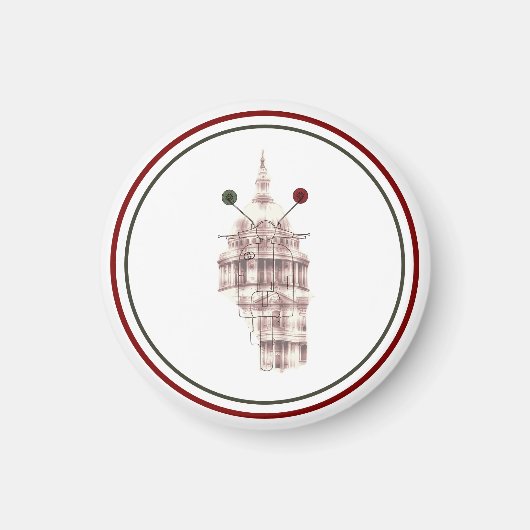 Rústico Vermelho Catedral Sketch Urbano Magnet (Vorne)