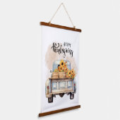 Rustics Happy Thanksgiving Truck Pumpkin Wandteppich Mit Holzrahmen (Gewinkelt)