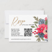 RusticWinter Floral Watercolor Wedding Rsvp qr (Vorderseite)