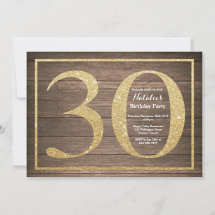 Rustige 30. Geburtstagseinladung Gold Glitter Einladung