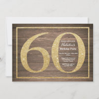 Rustige 60. Geburtstagseinladung Gold Glitter