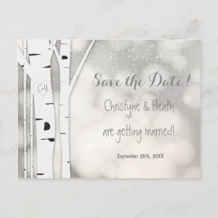 Rustige Birke Winter Schnee Save Date Postkarte
