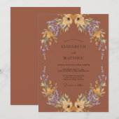 Rustige Goldene Wildblumen-Hochzeit Einladung (Vorne/Hinten)
