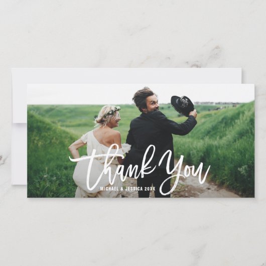Rustige handgeschriebene Hochzeit Danke (Vorderseite)
