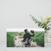 Rustige handgeschriebene Hochzeit Danke (Stehend Vorderseite)