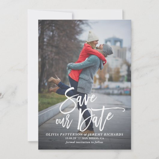 Rustige Handschrift-Foto Save Our Date Save The Date (Vorderseite)