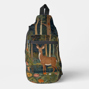 Rustige Hirsche Elche Boho-Waldlandschaft Grün Crossbody Bag