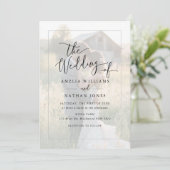Rustige Schrift Foto-Hochzeit Einladung (Stehend Vorderseite)