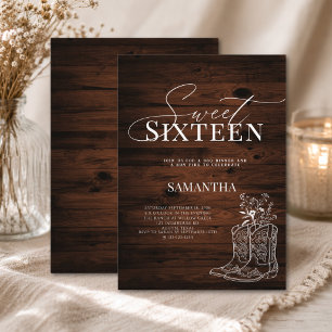 Rustige Stiefel und Lagerfeuer Sweet Sixteen Gebur Einladung