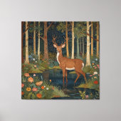Rustige Waldhirsche Boho-Waldgrün Leinwanddruck (Vorderseite)