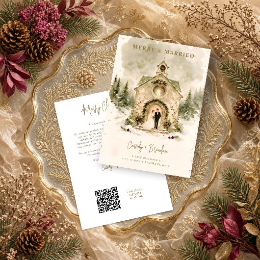 Rustige Weihnachtskirche Brautpaar Hochzeit TLW26 Save The Date