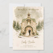 Rustige Weihnachtskirche Brautpaar Hochzeit TLW26 Save The Date (Vorderseite)