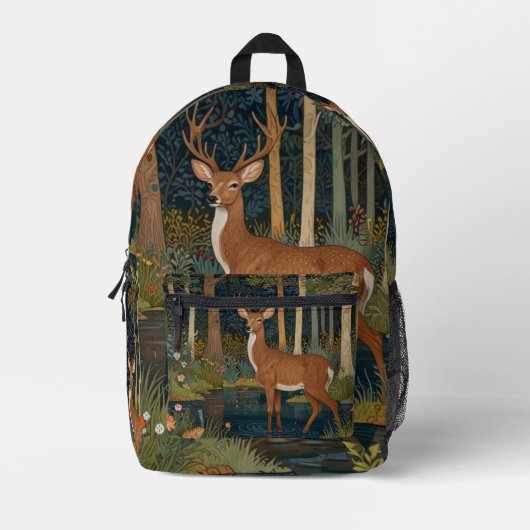 Rustiger Hirsch Boho-Waldgrün Bedruckter Rucksack (Vorderseite)