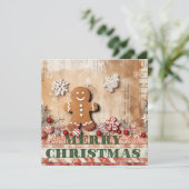 Rustiger Lebkuchen Frohe Weihnachten Karte (Stehend Vorderseite)