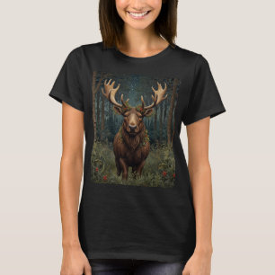 Rustiges Weihnachts-Elch-Hirsch-Boho-Wald T-Shirt