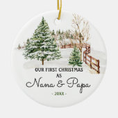 RUSTIK Bäume Nana und Papa Pine Erste Weihnachtsze Keramik Ornament (Vorne)