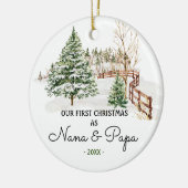 RUSTIK Bäume Nana und Papa Pine Erste Weihnachtsze Keramik Ornament (Links)