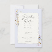 Rustik Blaue Romantische Wildblumen-Hochzeit Save The Date (Vorderseite)