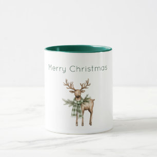 Rüstik Braun Creme Grün Hirsch Weihnachten Tasse