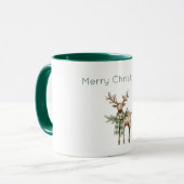 Rüstik Braun Creme Grün Hirsch Weihnachten Tasse (Vorderseite Links)