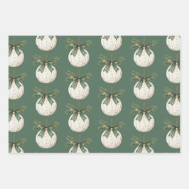 Rustik braun creme grün ornament weihnachten geschenkpapier set