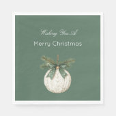 Rustik braun creme grün ornament weihnachten   serviette (Vorderseite)