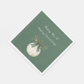 Rustik braun creme grün ornament weihnachten   serviette (Ecke)