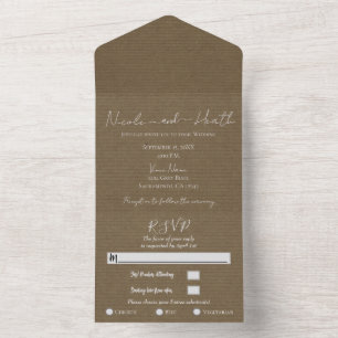 Rustik Braun Moderne Minimal Chic Foto Hochzeit    All In One Einladung