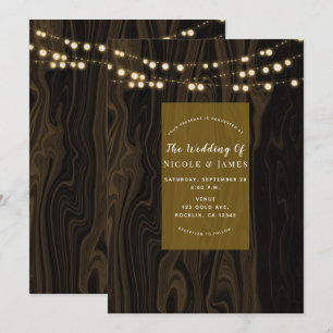 Rustik-braune fantasievolle Holz-Lichterkette für Einladung