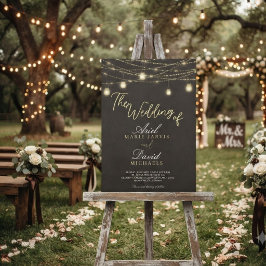 Rustik-braune Lichterketten Romantische Hochzeit Einladung