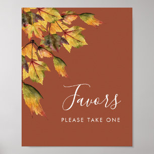 Rustik-braunes Herbstlaub Hochzeitsgeschenke  Poster