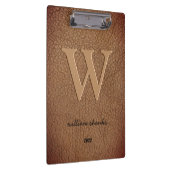 Rustik braunes Leder Monogramm stilvolles Schriftn Klemmbrett (Rechts)