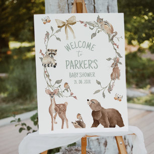 Rüstik braunes Wald-Babyshower-Willkommensschild Fotodruck
