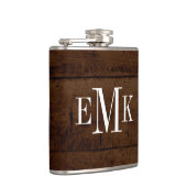 Rustik Chic Falsches Holz Klassisches Monogramm Flachmann (Rechts)